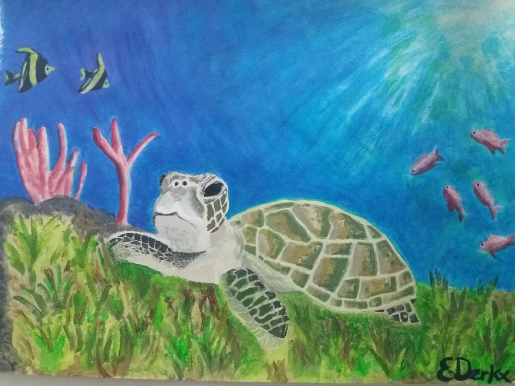 Painting of a sea turtle