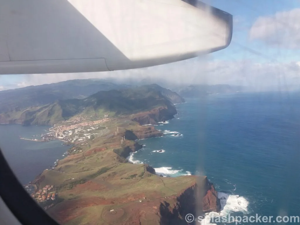 Arriving by plane to Madeira Island in Portugal