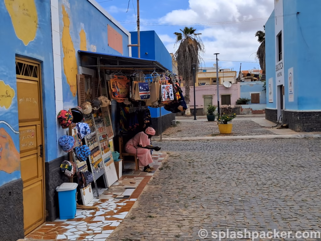 Local woman in a shop in the village of Palmeira on Sal Island
