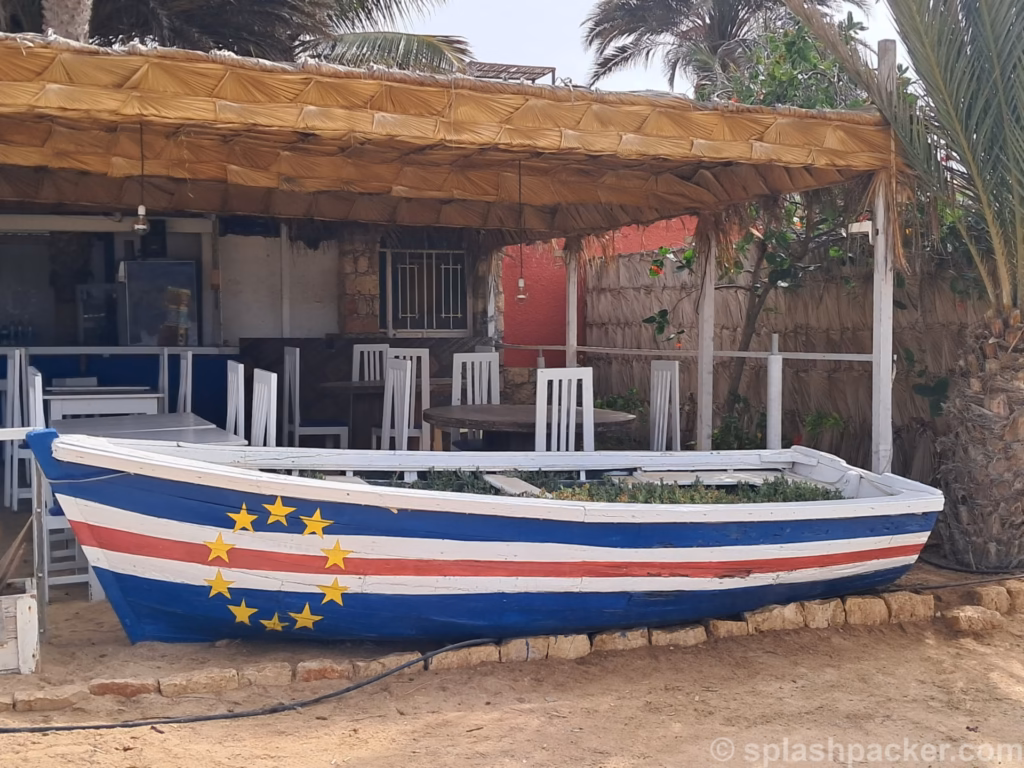 Cape Verdean flag painted on a boat in Santa Maria